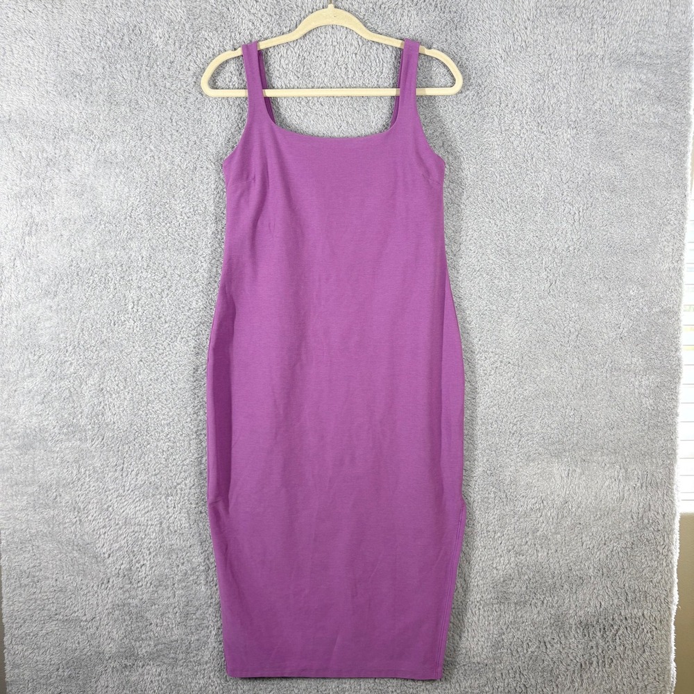Beyond Yoga Spacedye Icon Midi Dress Size L Iris Purple Sleeveless Square Neck
